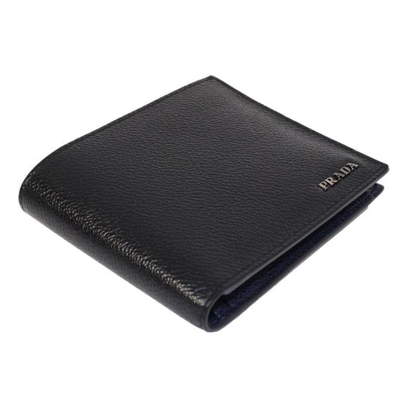 Prada Black Navy Vitello Micro Grain Leather Bifold - Picture 3 of 8